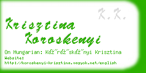 krisztina koroskenyi business card